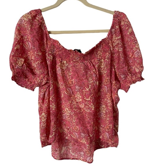 J. Crew Squareneck Puff-sleeve Cotton Blend Voile Top XL puff-sleeve Pink Floral - Picture 7 of 13